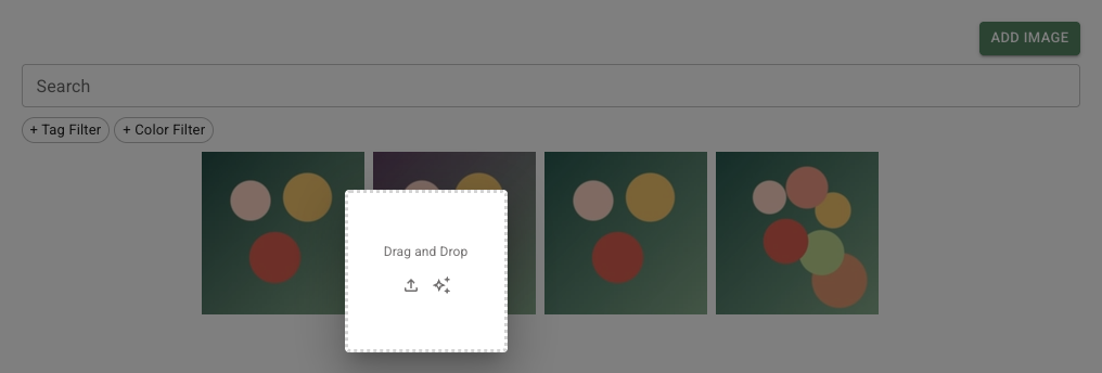 FlowerBuddy Images tab with the Add Image upload tile open over a populated image library.