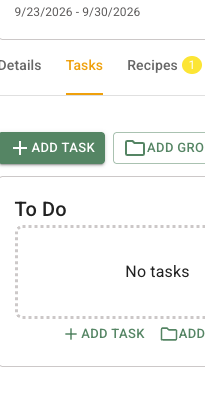 Tasks tab in a retail plan with the local task navigation and Add Task control.